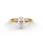 Golden Teardrop Natural Diamond Solitaire Engagement Ring