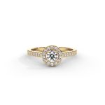Golden Radiance Halo Moissanite & Diamonds Engagement Ring